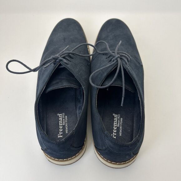 Freeman 1921 Lucas Oxford Shoes Mens Size 12 W Navy Faux Suede Memory Foam Dress - Picture 5 of 7